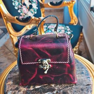 HandmadeElegant Burgundy Leather Handbag Made In Egypt